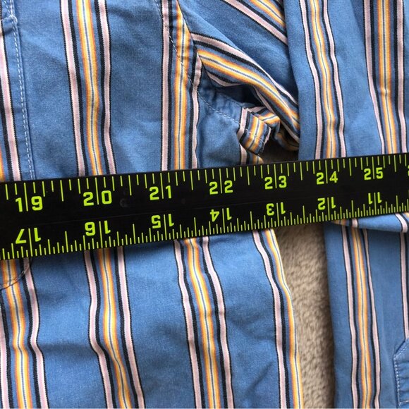 G.H. Bass & Co. Mens Shirt Large Striped Long Sleeve Button Down Casual Blue - Picture 4 of 9